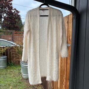Candie's White Fuzzy Open-Front Cardigan